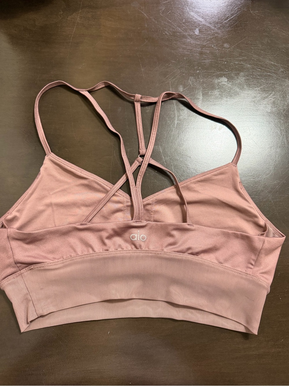 ALO Yoga Strappy Sports Bra in Mauve Pink